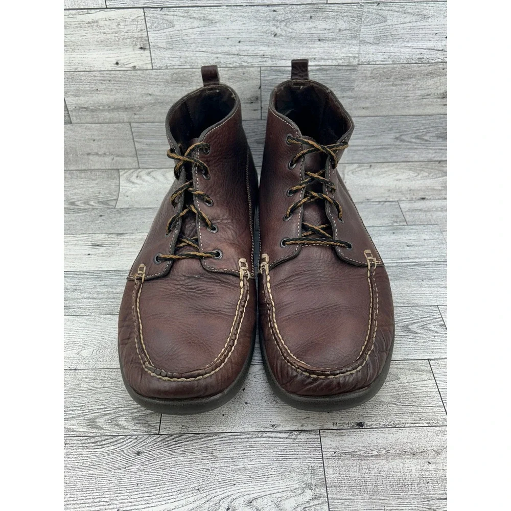 Orvis Men Brown Leather Moc Toe Chukka Boots Lace Up Ankle Shoes Size 12M